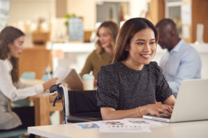 A young female employee working at her first job.